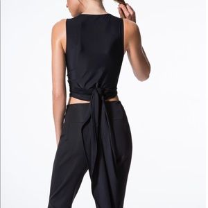 NWT CARBON38 sleeveless black wrap top